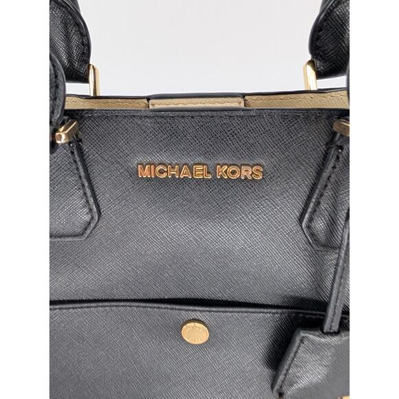 Michael Kors Greenwich Saffiano Pebbled Leather Top Handle Tote Handbag Back - Picture 13 of 14